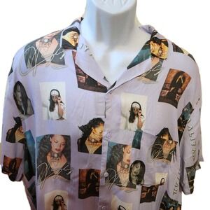 H&M Mens XL Aaliyah‎ Hip Hop Shirt Button Down Short Sleeve Music R&B NWTPop Top